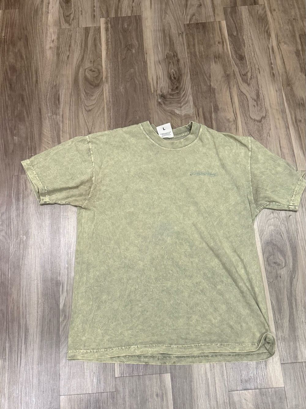 vintage Mineral Wash Olive Green Short Sleeve Crewneck T-Shirt